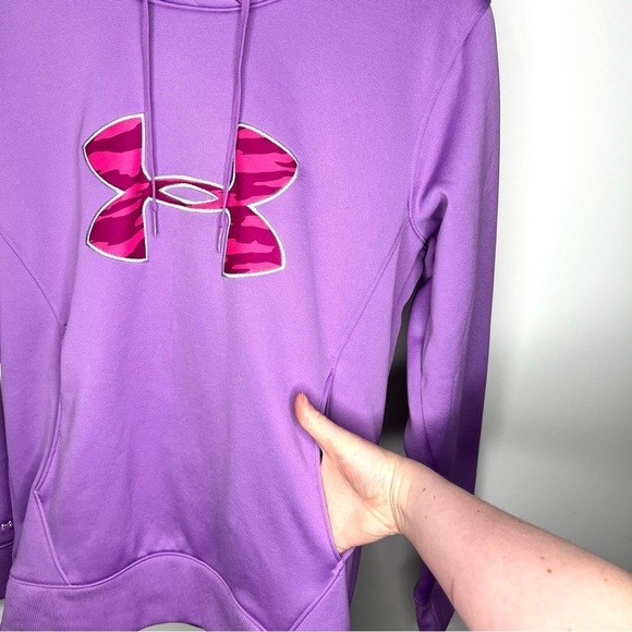 Under Armour Pink and Purple Logo Hoodie Hooded Sweatshirt Size Medium - Picture 7 of 15